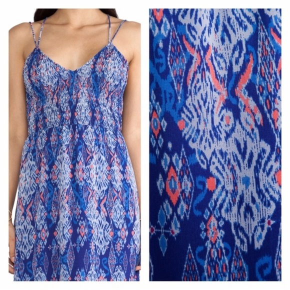 DV by Dolce Vita Cally Maxi Dress Blue Multi Tapestry Print Boho sz Small - Picture 4 of 12